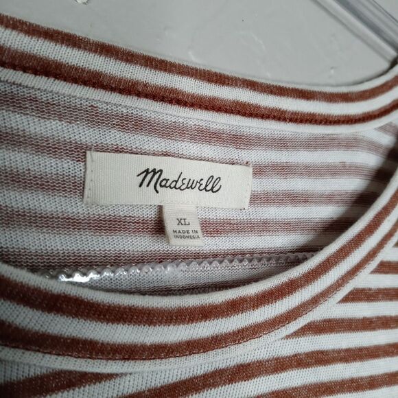 Madewell Soundcheck Side Tie Tee in Brown & White Stripe - Picture 2 of 4